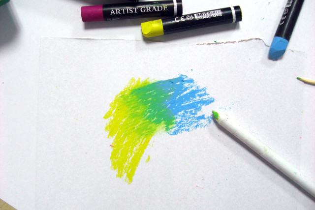 重彩油画棒技法——纸笔揉色法