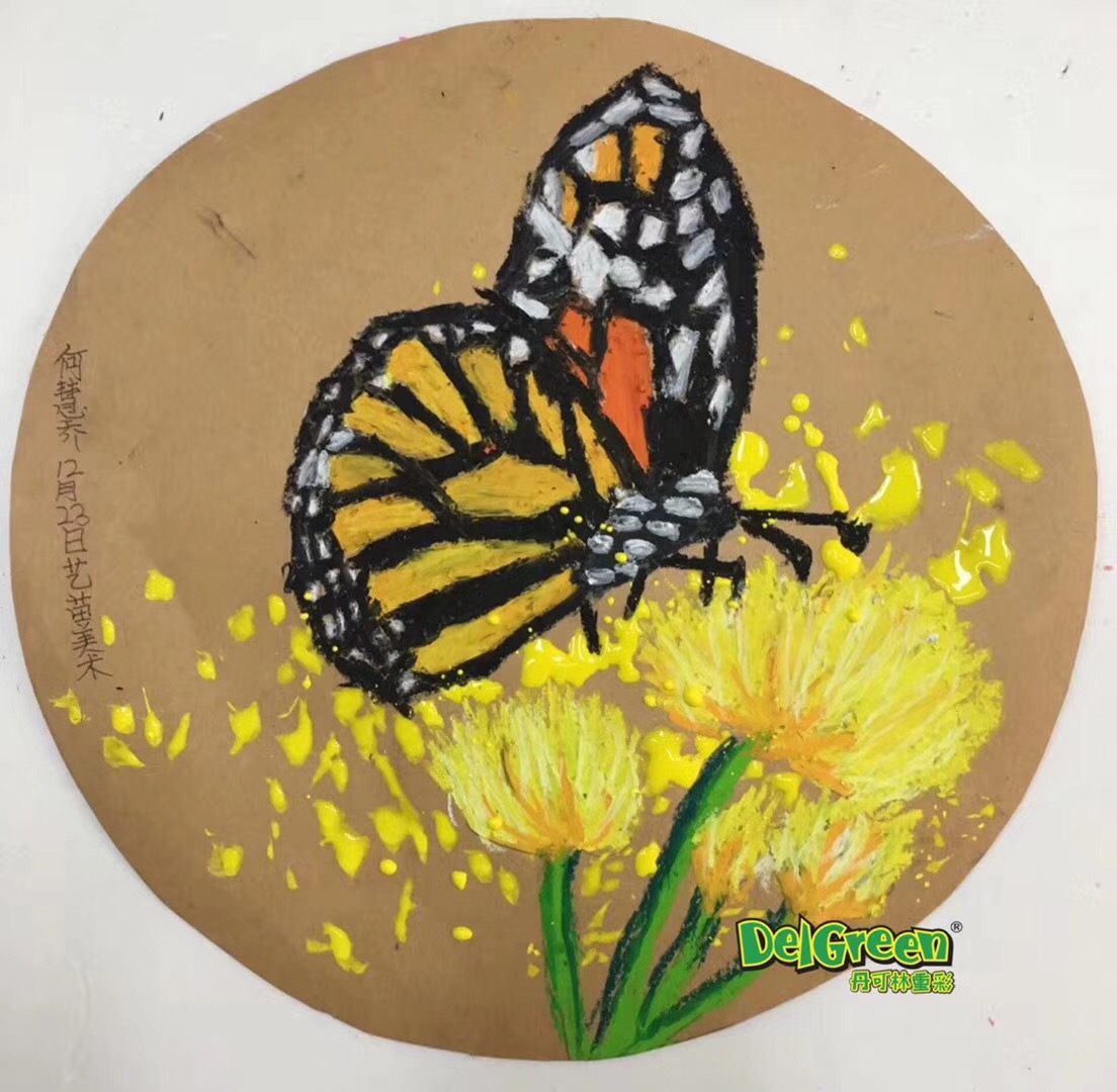 重彩油画棒作品之蝴蝶