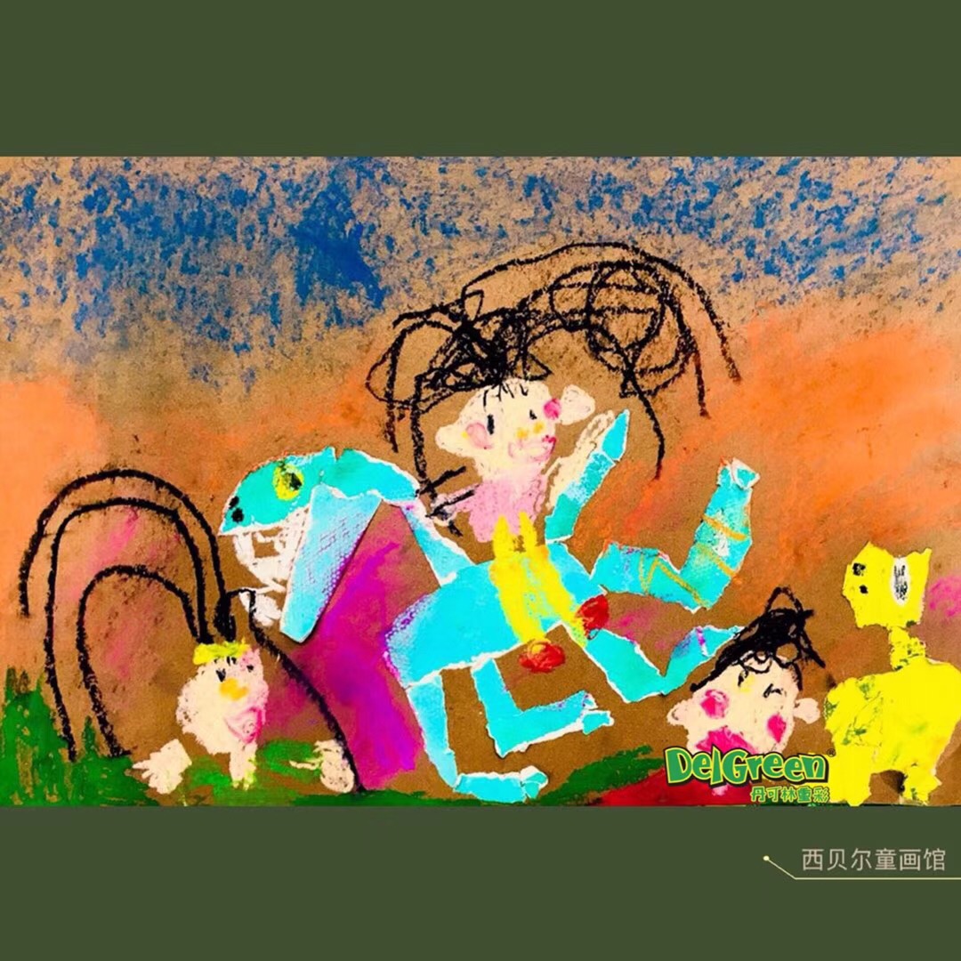 重彩油画棒作品__撕贴与重彩油画棒的完美结合（1）