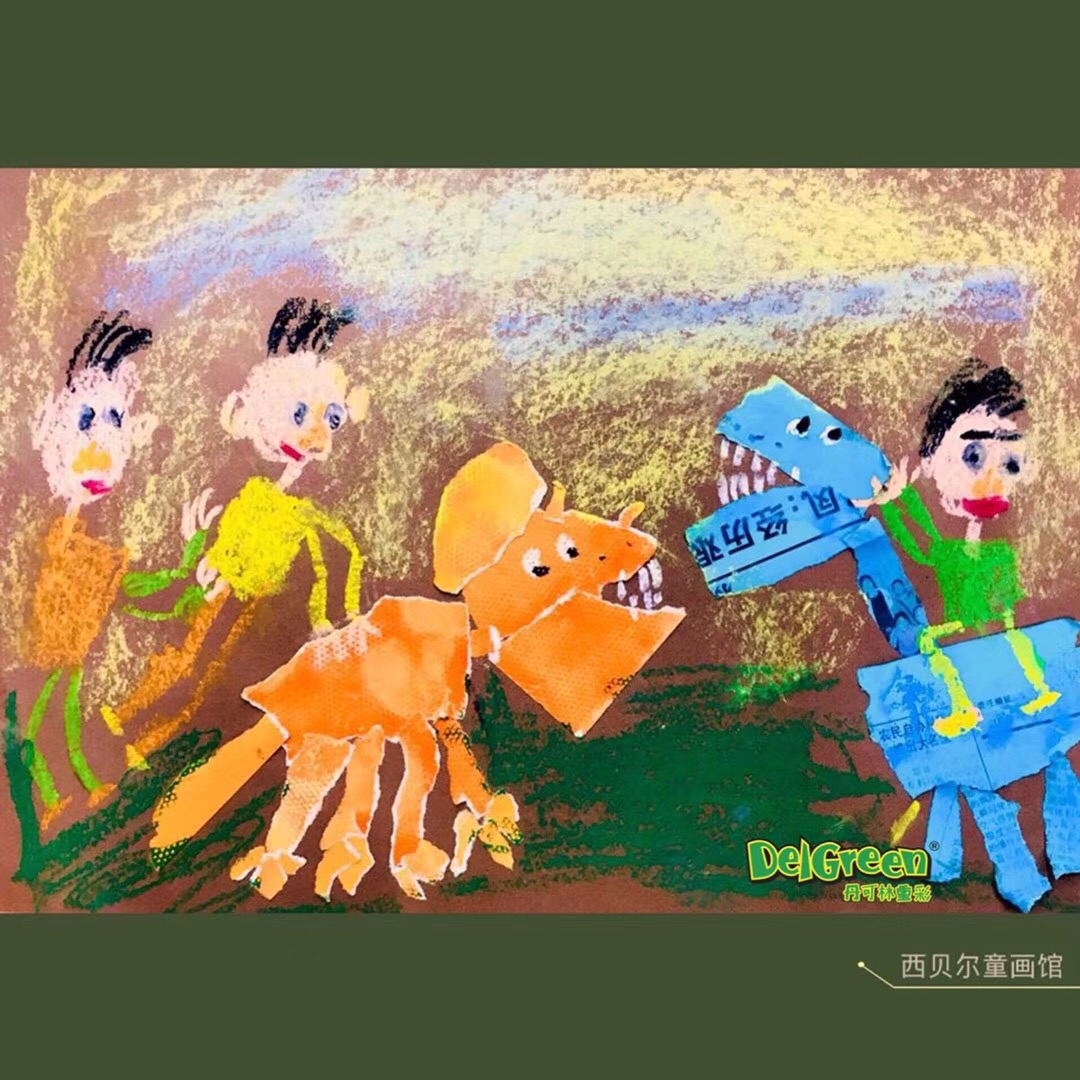 重彩油画棒作品__撕贴与重彩油画棒的完美结合（7）